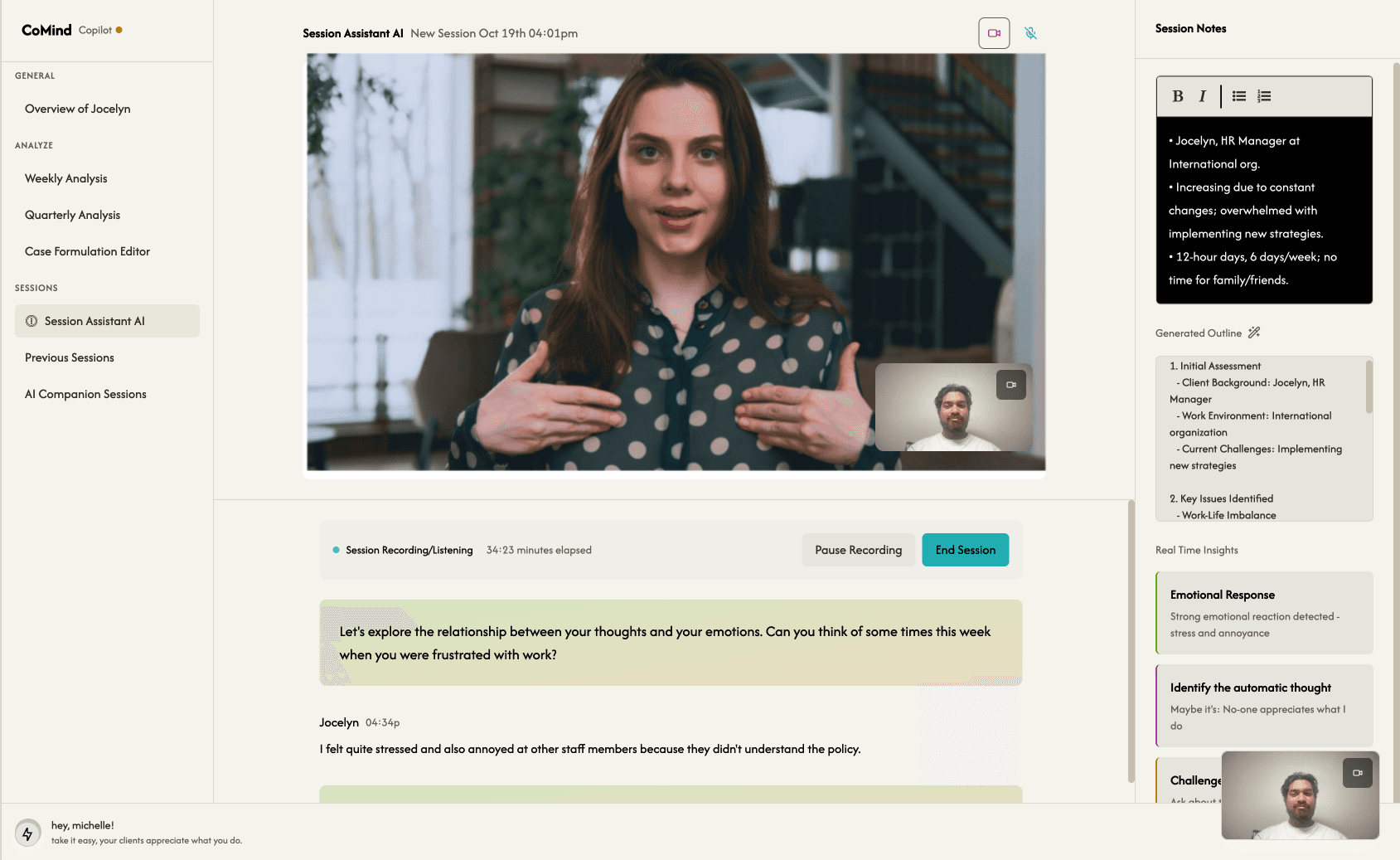 CoMind session platform with real-time insights
